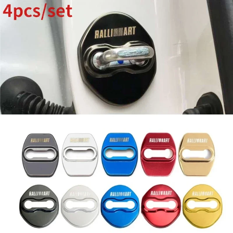 Car Door Lock Cover Metal Styling Protective Decoration for Mitsubishi Ralliart ASX Lancer 10 9 Pajero Outlander Eclipse Galant