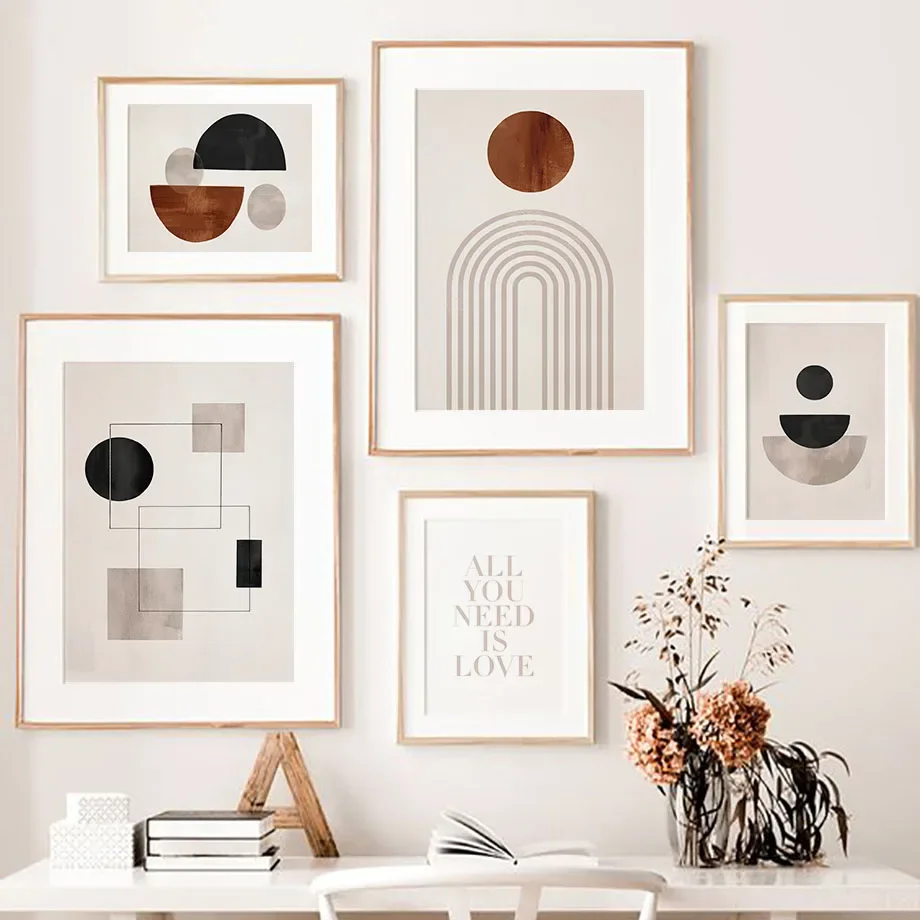 Canvas Wall Art Nordic Abstract Geometric Painting Modern Minimalist Boho Arch Sun Line Print Living Room Bedroom Home Decor