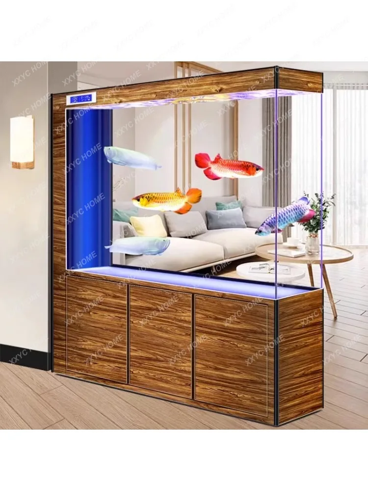 Super White Glass Bottom Filter Fish Tank Living Room Floor Entrance Subareas Screens Integrated Aquarium