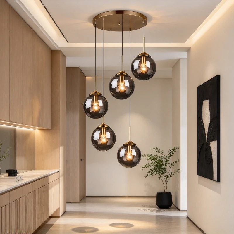Nordic Luxury Creative Multi-Head Chandelier Modern Simple LED Pendant Light Hotel Villa Home Decor Art Hanging Lamp