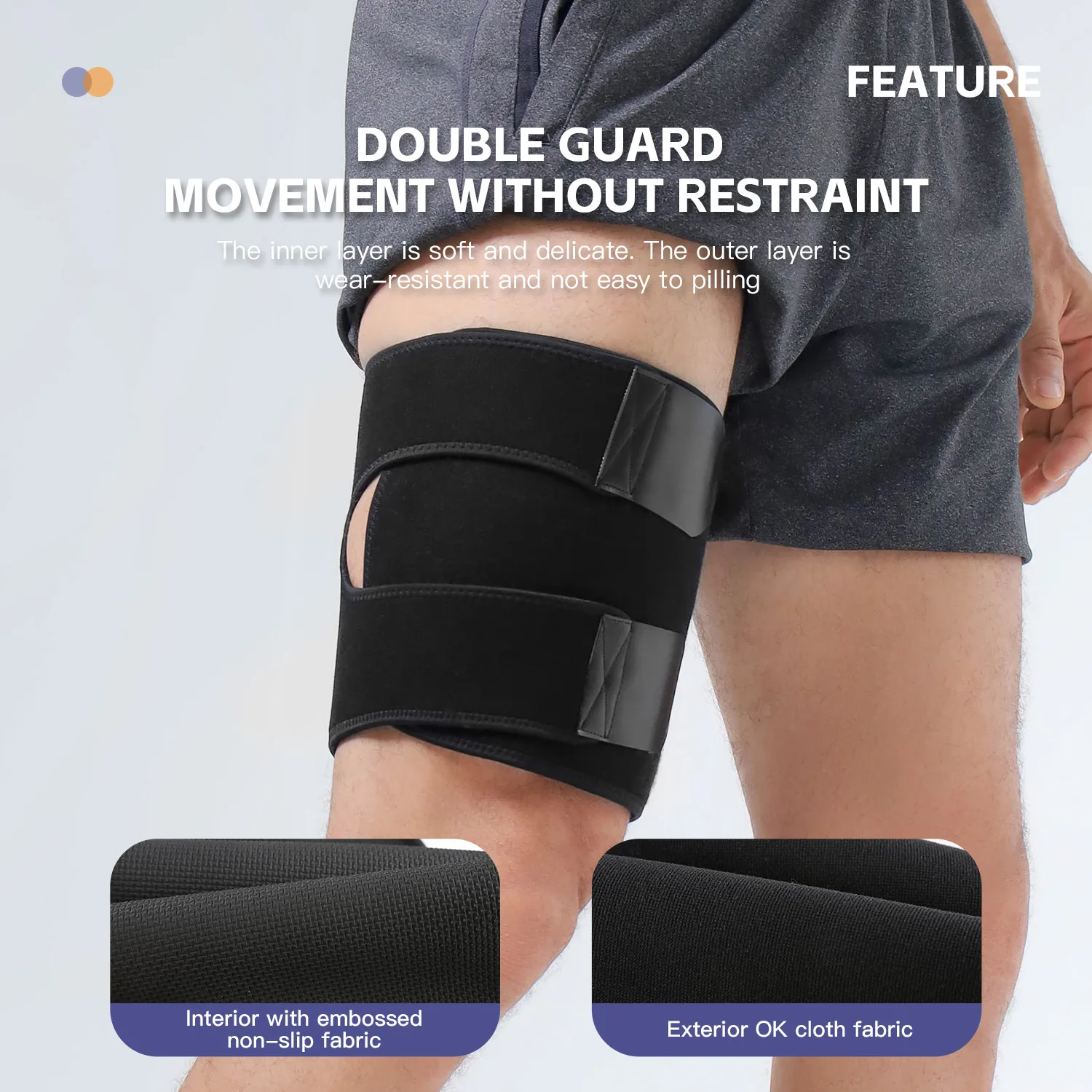 1 قطعة دعامة دعم الفخذ الكبيرة ، أشرطة قابلة للتعديل غطاء الفخذ لدعم الفخذ والأطراف ، لاصق كبير فيلكرو آمن ومستقر