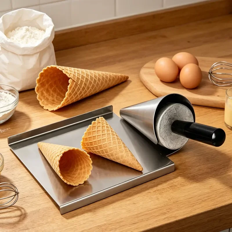 Stainless Steel Ice Cream Cone Maker Rolling Mold Tool for Homemade Waffle Cones Baking Accessories Kitchen Gadget DIY