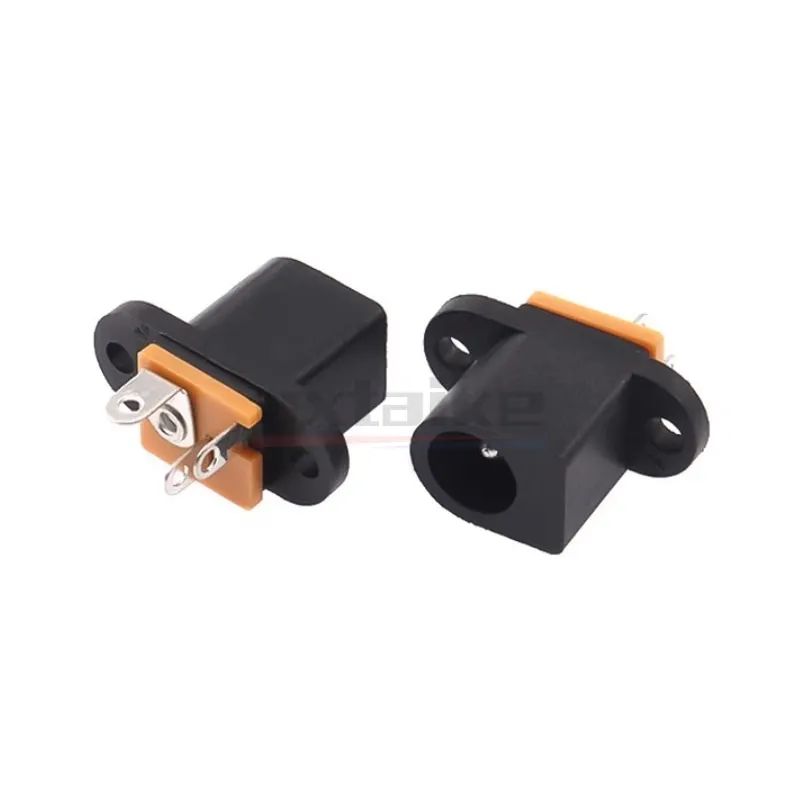 10 peças DC-017 5.5mm * 2.1mm dc fêmea tomada de alimentação com furo de parafuso de orelha 5.5*2.1 dc soquete adaptador conector jack dc017 5.5x2.1