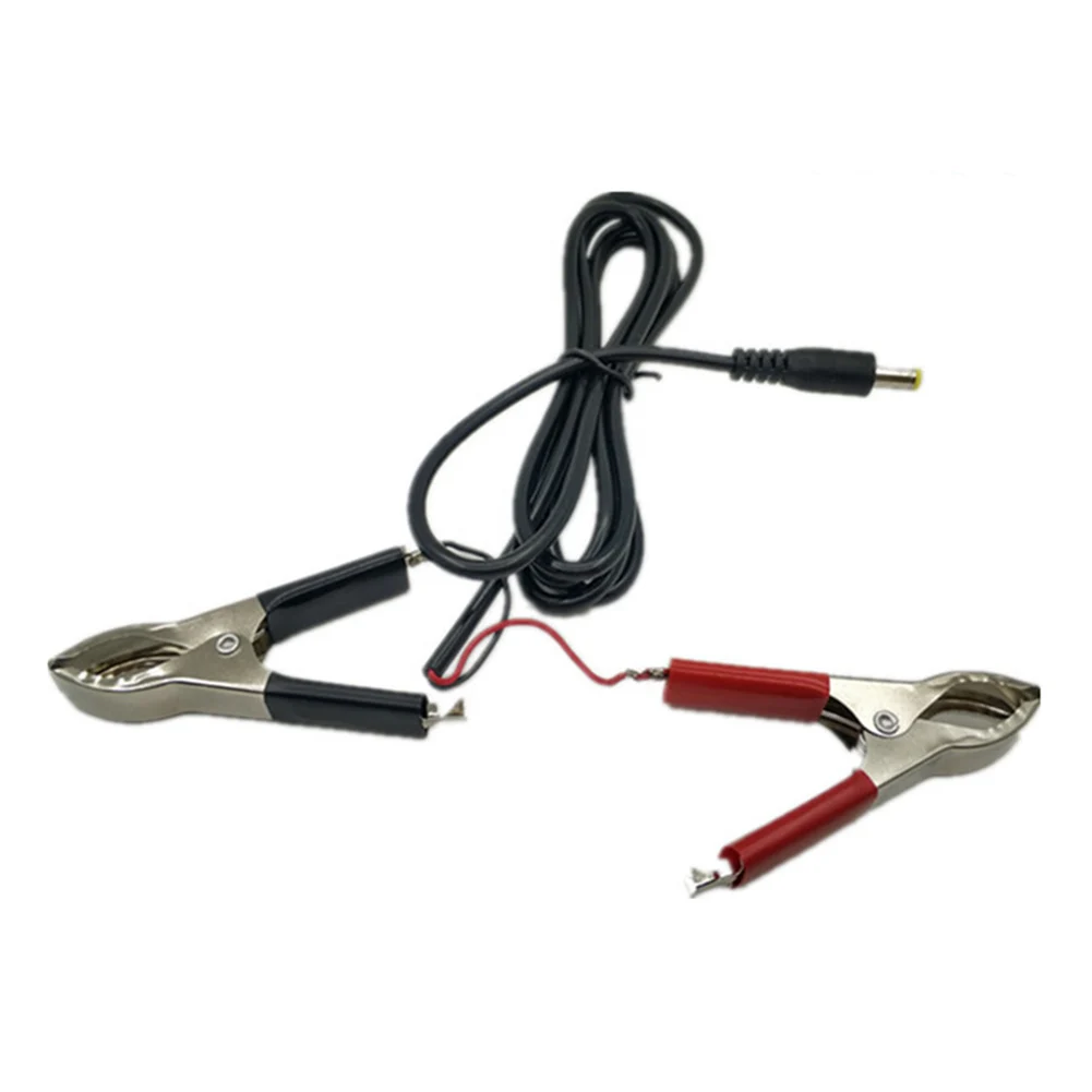 1.5m Battery Alligator Crocodile Clip Copper Plated 12V/24V DC 5.5mm Male To Dual Alligator Clip Cable for LED Light/DVD/Charger