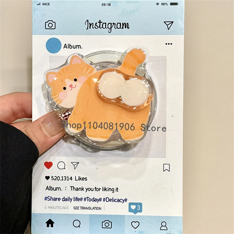 

Корейский милый мультяшный вращающийся магнитный держатель с имбирем и котом, подставка для телефона GripTok Grip Tok, поддержка iPhone 16, аксессуары Magsafe