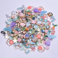 10/30/50Pcs Mix Styles Marine Life Sea Animal Mermaid Tail Conch Shell Charms Jewelry Wholesale Octopus Shark Fish Pendant Bulk