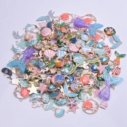 10/30/50Pcs Mix Styles Marine Life Sea Animal Mermaid Tail Conch Shell Charms Jewelry Wholesale Octopus Shark Fish Pendant Bulk