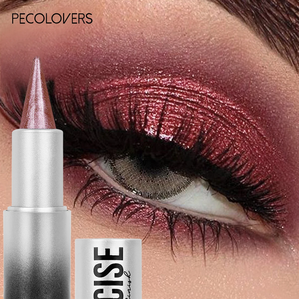 قطعة واحدة من أعواد ظلال العيون المقاومة للماء تدوم طويلاً ولامعة عالية المصطبغة وقلم ظلال عيون بني، سهل الاستخدام #1