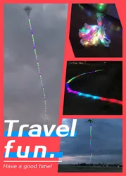 3D Colorful 20m tubing tail for LED kites for mantaray delta kites parafoil all in high brightness with color and speed change