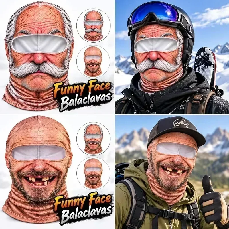 Funny 3D Face Balaclava Hat Full Face Covering Hood Balaclava** Motorcycle Riding Skiing Face Mask Outdoor Warm Balaclava Hat
