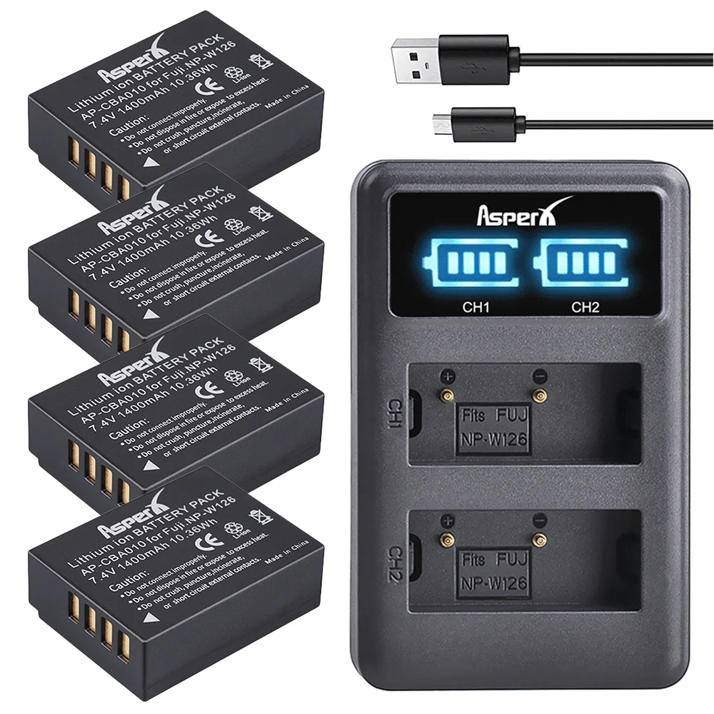 4x 1400mAh NP-W126 NP W126 NP-W126S W126S Battery Bateria for Fuji X-Pro1 XPro1 X-T1 XT1 HS30EXR HS33EXR X PRO1 + Dual Charger