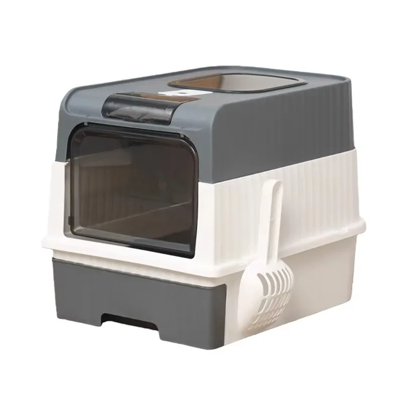 

Large Plastic cat Litter Box Lined Plastic Lining Portable Deodorizing cat Litter Box Furniture with Lid
