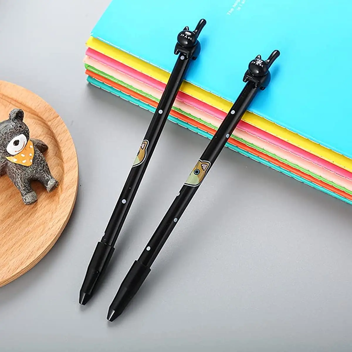 24 Pcs Black Gel Ink Pens Cartoon Stationery Kawaii Cat Pens School Kids Gift Children Students Prize Kawaii Stationery