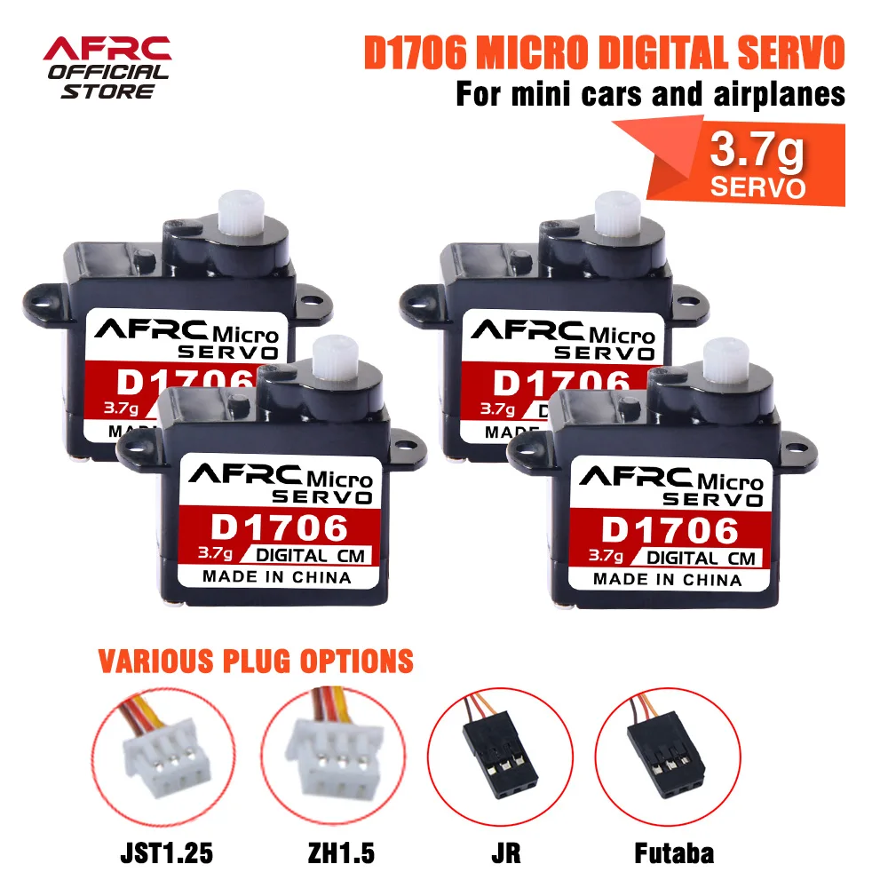 AFRC-D1706 3.7g 4PCS Micro Digital Servo Mini JST and JR Connector For RC plane car toys Model is special DIY assembly upgrading