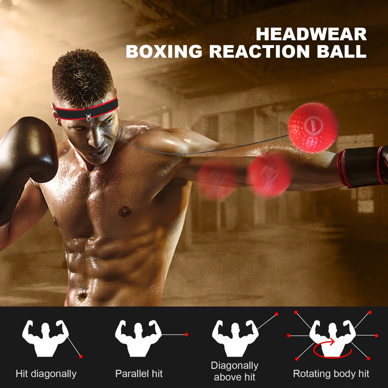 Ballons de boxe avec bandeau pour entraînement de vitesse, réglables pour la coordination œil-main et l'amélioration de la réaction