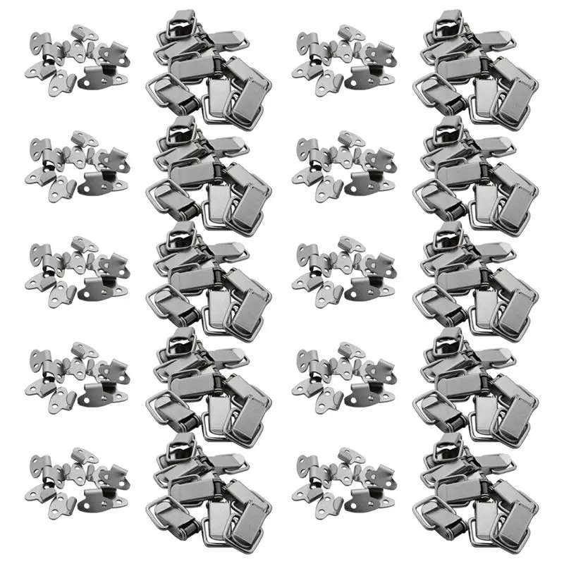 ABJN-100Pcs Cabinet Spring Loaded Iron Straight Loop Toggle Latch 45Mm Length