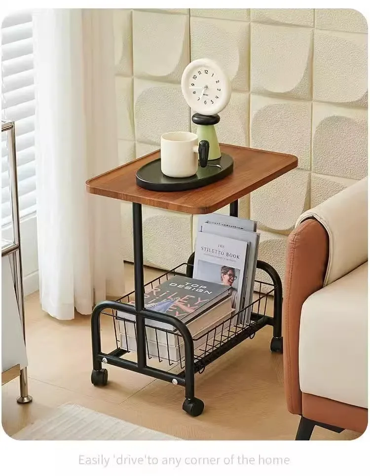Cart Storage Rack Retro Style Household Wheeled Mobile Kitchen Snacks Fruit Storage Rack Movable Cart Storage Rack