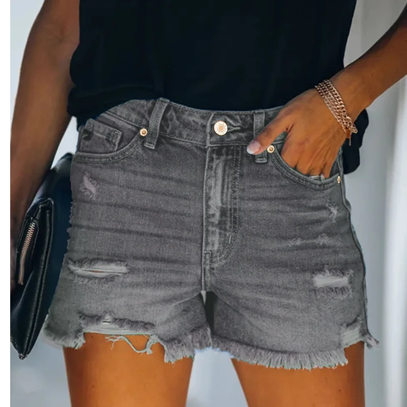 Classic Denim Shorts Women Summer Pockets Button Up Denim Fashion Jeans Pants