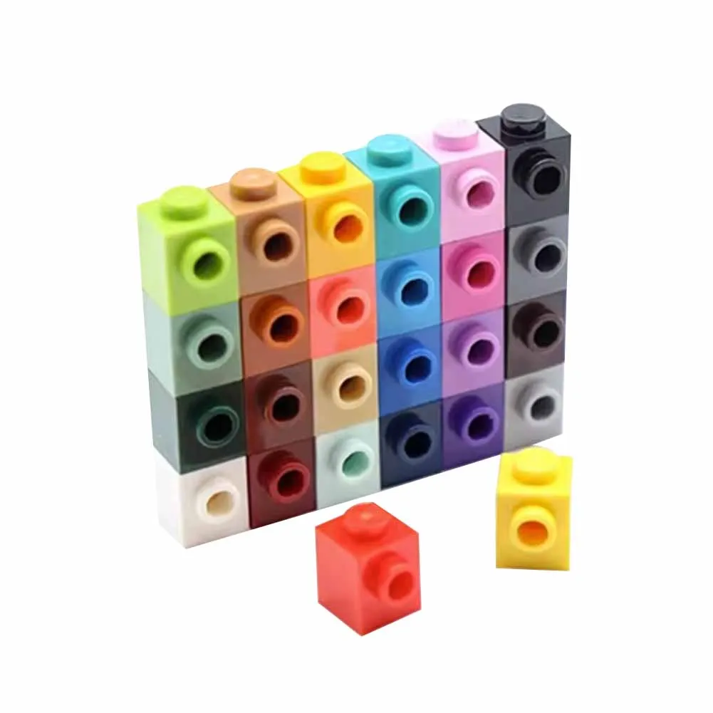 55 Uds. Ladrillos Moc modificados 1x1, juguetes de bloques de construcción DIY para niños con tornillos en el lateral, compatibles con 87087 partículas