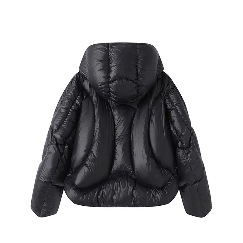 Women's Winter Down Jacket White Duck Down Hooded Irregular Short Thickened Vintage Simple Comfortable Soft Niche Versatile New