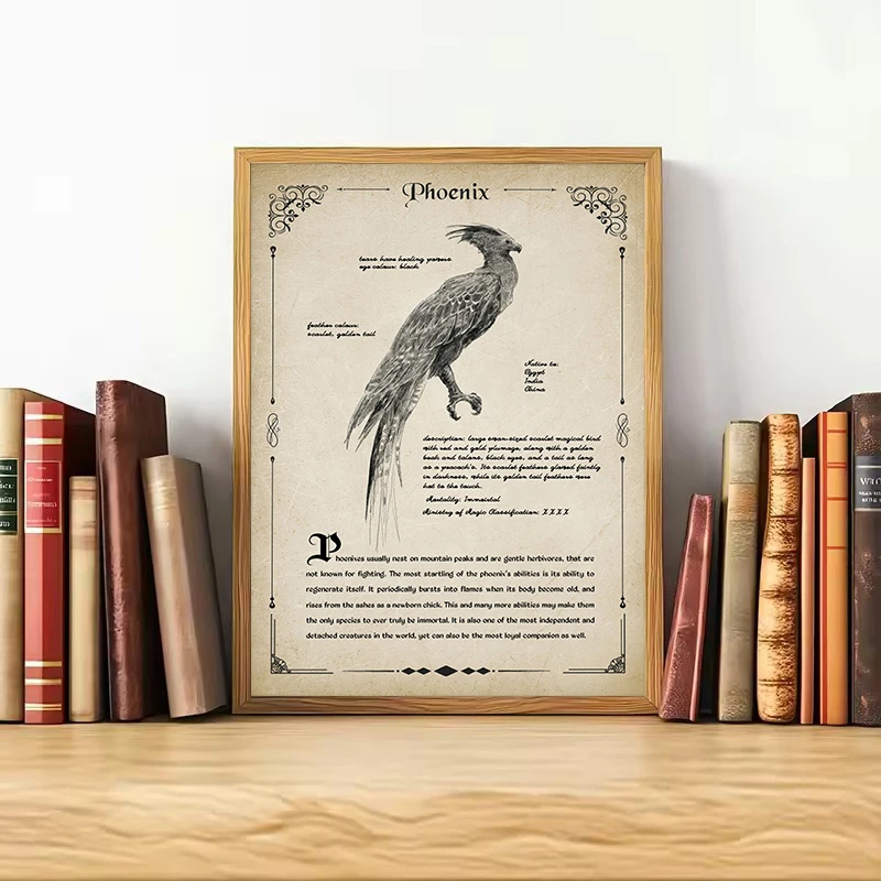 Retro Wizard World Monster Phoenix Owl Fantastic Beast Magical Creature Poster Canvas Painting Wall Art Pictures Home Decor