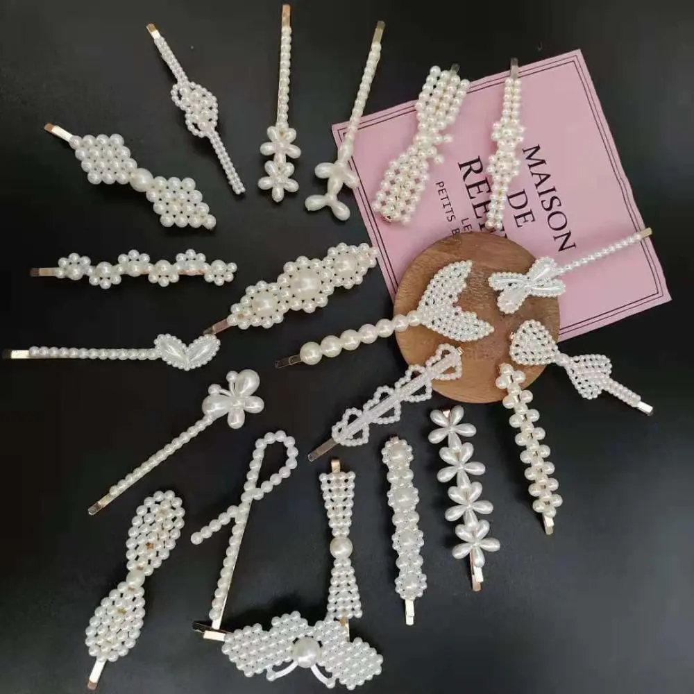 

18pcs/set Fashion Geometric Pearl Hairpin Set Bangs Clip Korean Style Alloy Hair Clips Headwear Side Clip Duckbill Clips Girls