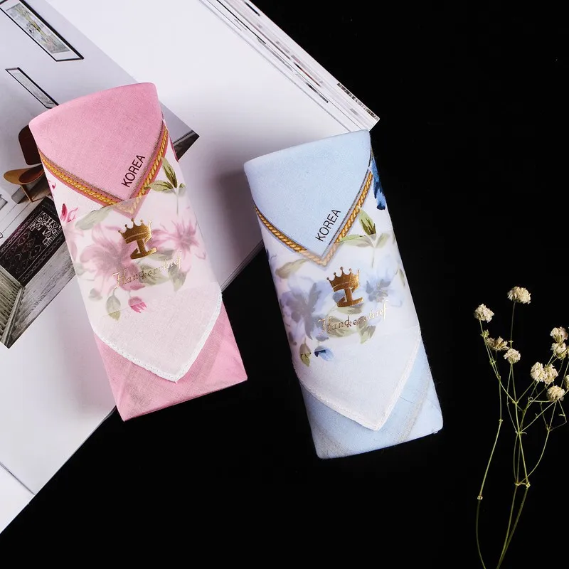 1Pc 41x41cm Square Cotton Women Hankies Flower Hanky Floral Assorted Cloth Ladies Handkerchief