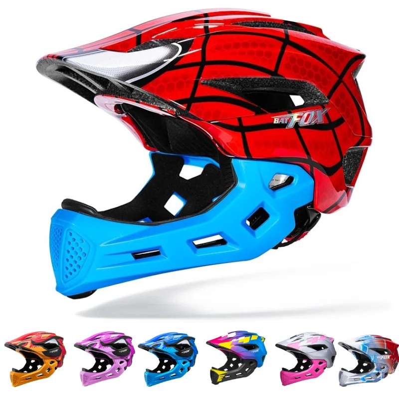 

BATFOX Detachable Full Face Helmet Child Motorcycle Skateboarding Cycling Helmet for Kids Roller Skating Bicycle Helmet Child