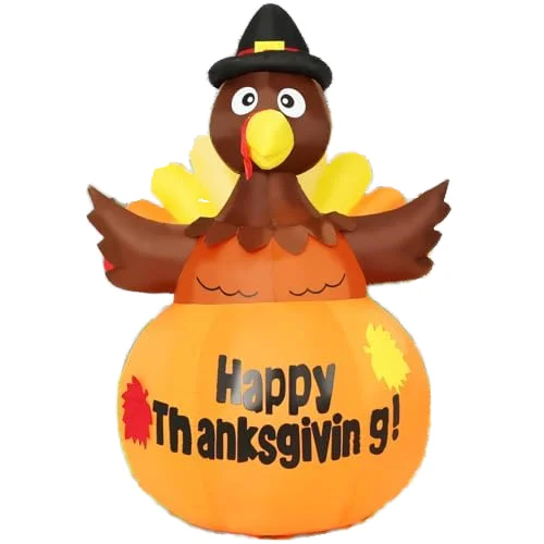 5.2 FT Thanksgiving Inflatables Outdoor Indoor Yard Lawn Garden Decorations Turkeys Pumpkin Built-in Party Decorations