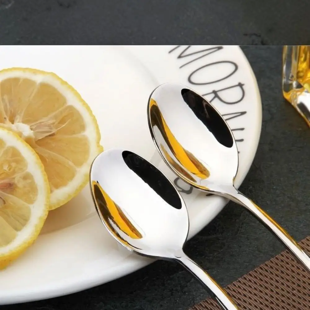 Modern Stainless Steel Dessert Spoon Long Handle Stirring Scoop Mirror Finished Coffee Tea Utensil Home Cutlery Tool