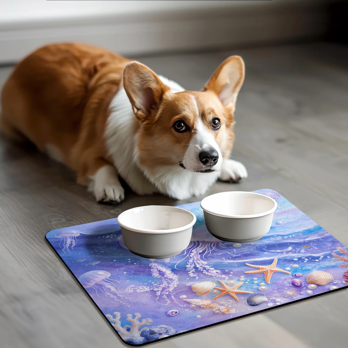 Patriotic Star & Floral Pattern Polyester Absorbent Mat - Stylish Decorative Mat for Home, Functional Indoor Use