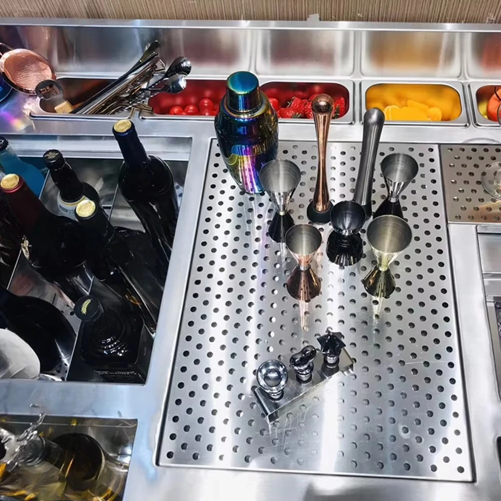 Cocktail Station Bar Stainless Steel Cocktail Table Mobile Bar Station Bartender Service Station