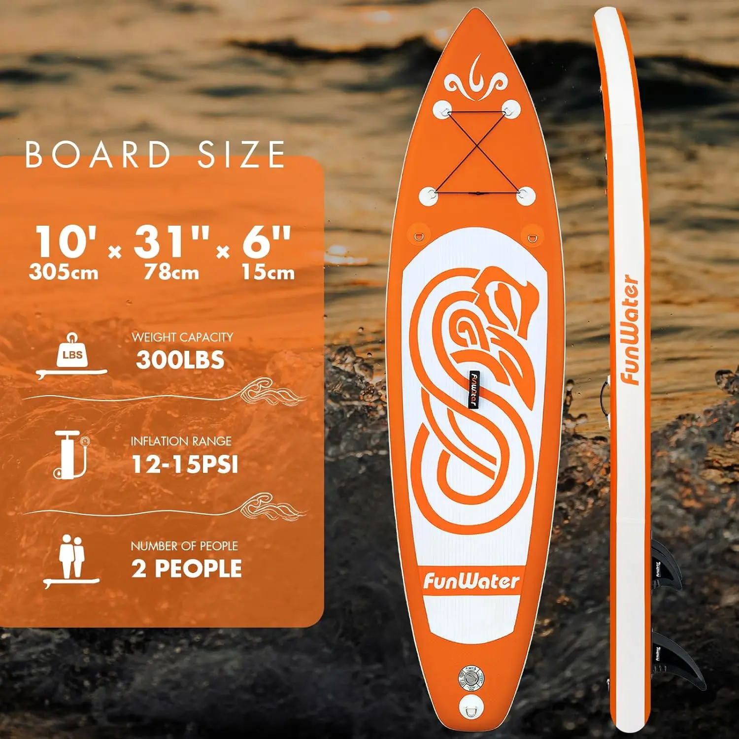 SUP Inflatable Stand Up Paddle Board 10'x31''x6'' Ultra-Light Inflatable Paddleboard with ISUP Accessories,Fins,Adjustable Paddl