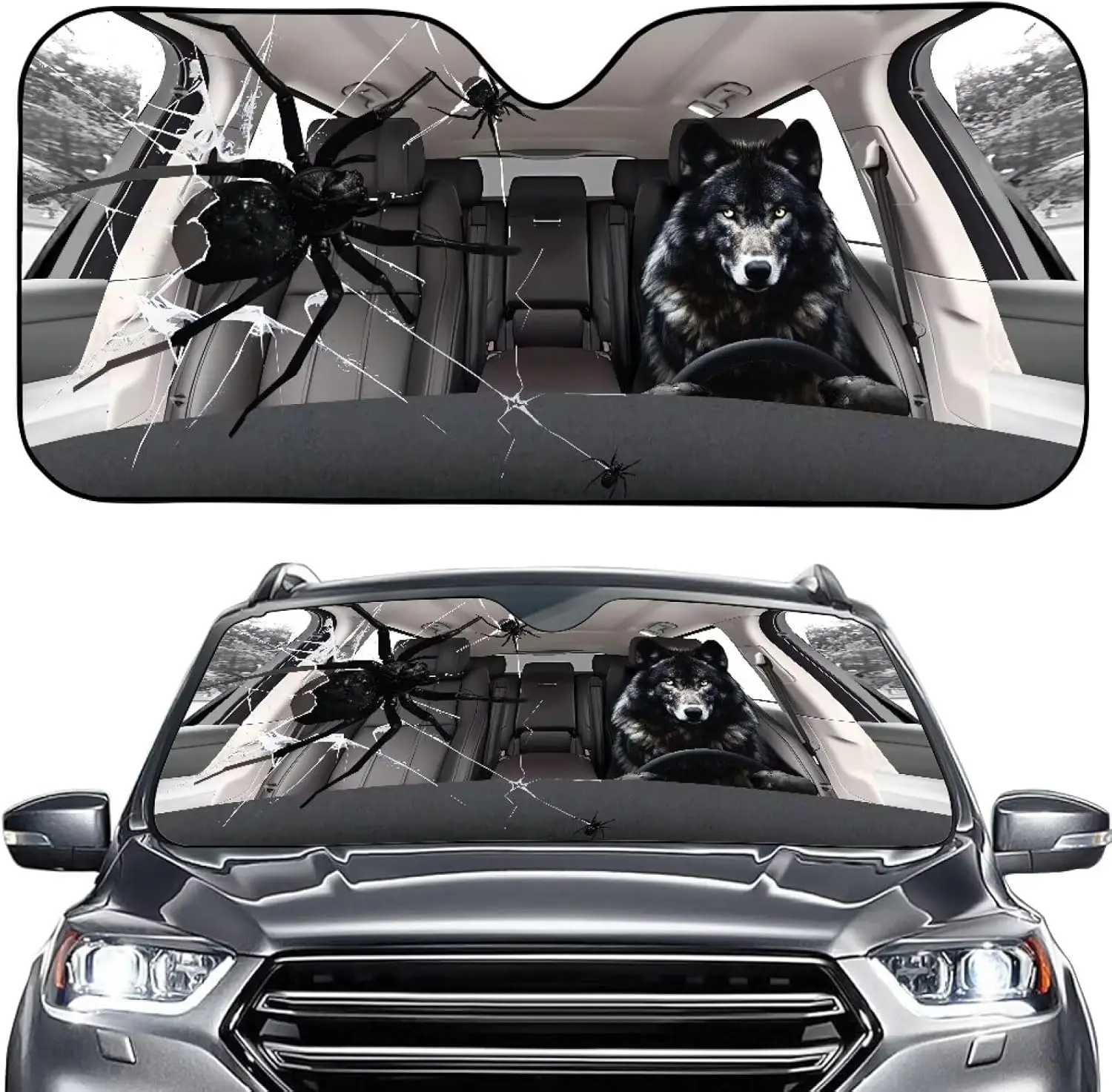 

3D Wolf Spir Print лобовое стекло автомобиля Sun Sha, складное авто переднее окно Sunsha для большинства автомобилей внедорожник грузовик