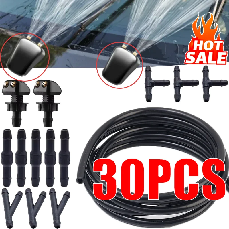 

Car Windshield Washer Hose Wiper Blade Pipe T/ Y/ I Type Jet Spray Nozzle Water Fluid Tube Joiner Connector Replacement Kit
