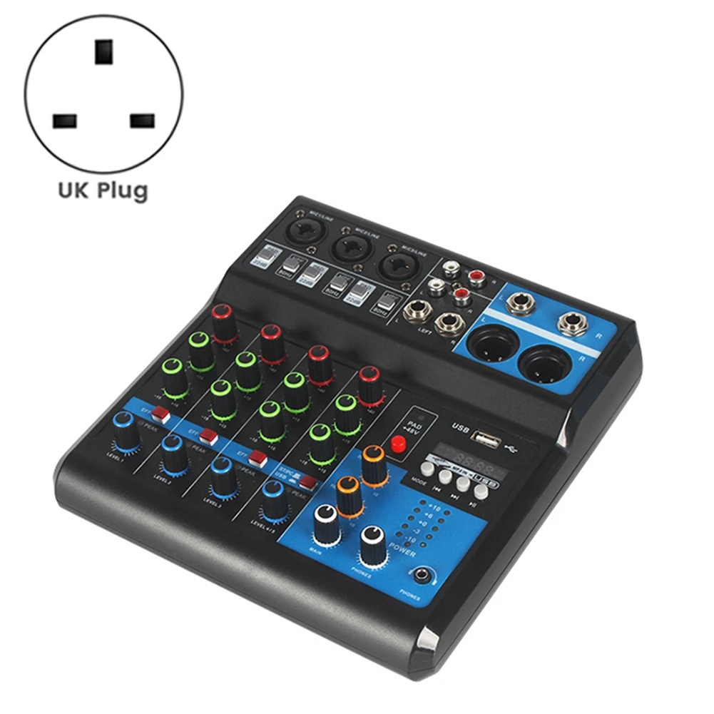 A5 Live SoundCard Mixing Console Mixer for Live Streaming DJ Audio Equipment Professional Audio 5Channel Sound Mixer(UK)