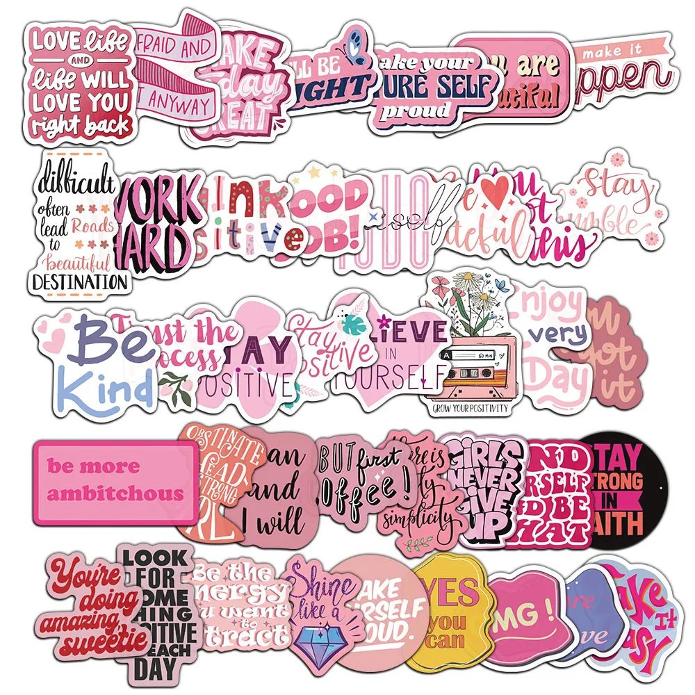 Inglês Amor e Outros Adesivos de Conta Mão, Texto Memorando Criativo, Notebook DIY, Material Adesivo, 50Pcs