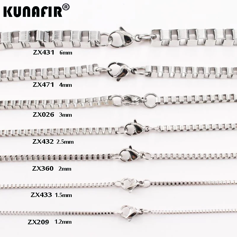 KUNAFIR Box Chain Stainless steel Necklace fashion Sweater jewelry ZX209