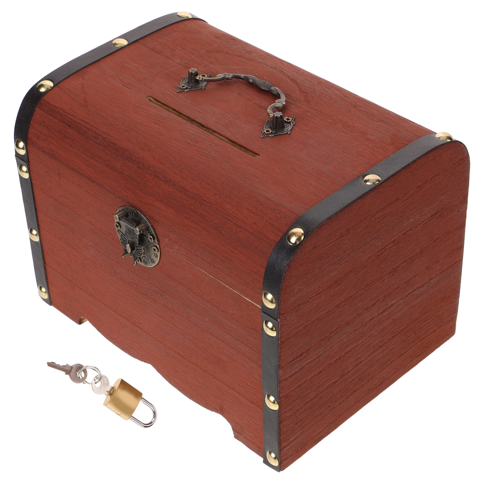 

Retro Solid Wood Money Box Lock Large Capacity Coin Storage Bank Treasure Chest Vintage Beads Box Organizer Home Decor Kids