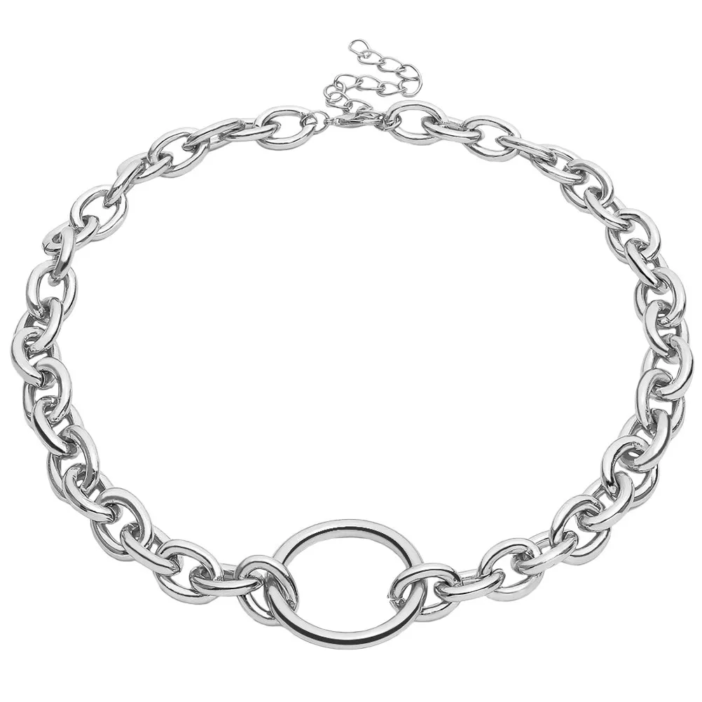 Elegant Punk Inspired Metal Necklace for Women Simple Geometric Pendant Delicate Workmanship Feminine Charm Choker Style Daily