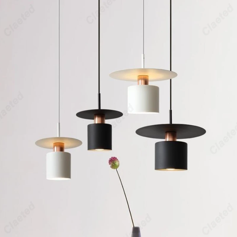 

Modern Bedroom Bedside Pendant Light E27 Black White for Master Bedroom Living Room Nordic Single Head Hanging Lamp
