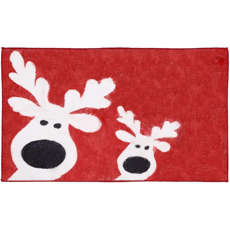 

Christmas Cute Reindeer Decorative Rug Outdoor Rug, Low Profile Floor Bath Mat Welcome Mat, Front Doormat Non Slip Mats