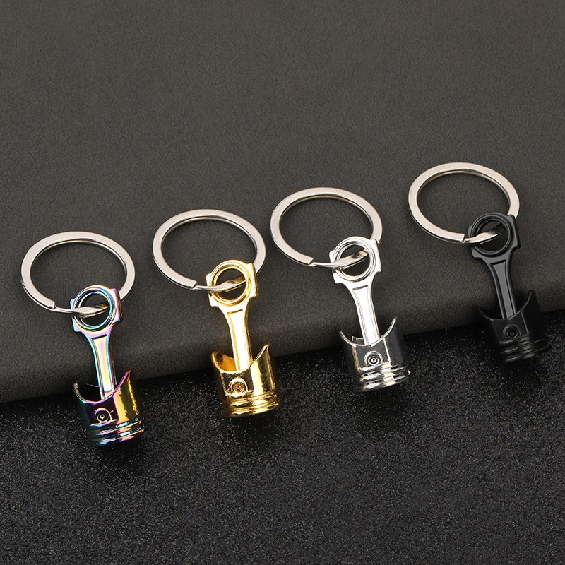 Car Piston-shaped Metal Keychain Key Ring With Pendant Charming Men And Women Car Bag Key Chain Pendant