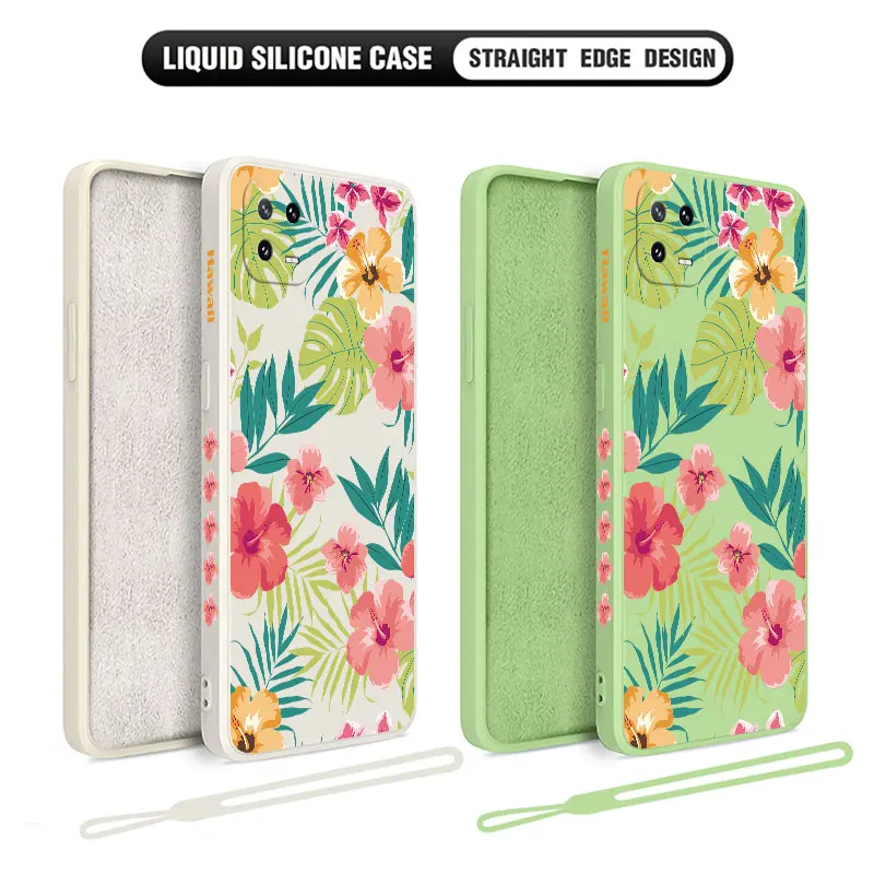 Hawaii Hibiscus Flower Phone Case For Xiaomi Mi 13 12 12T 12S 11 11T Ultra 10 10T 9 9T 9SE 8 Pro Lite 5G Liquid Silicone Cover