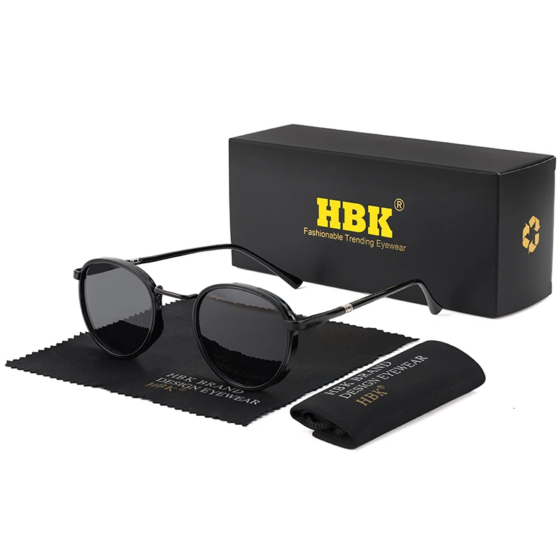 HBK TRetro Punk Herren Polarisierte Sonnenbrille Rundes Design Modische UV400 Unisex Sonnenbrille Reise Party Ideaal für Geschenke – Detail 15