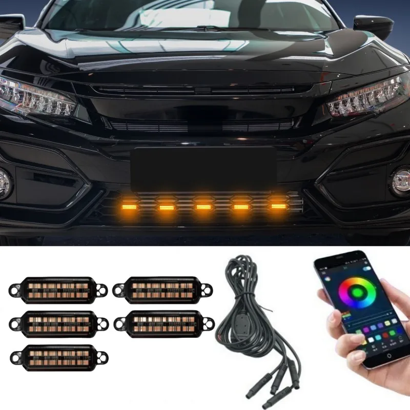 

Светодиодный передний светильник на решетке для Honda Civic Hatchback 2020-2021, автомобильные дневные ходовые огни, лампа для бровей, 12 В