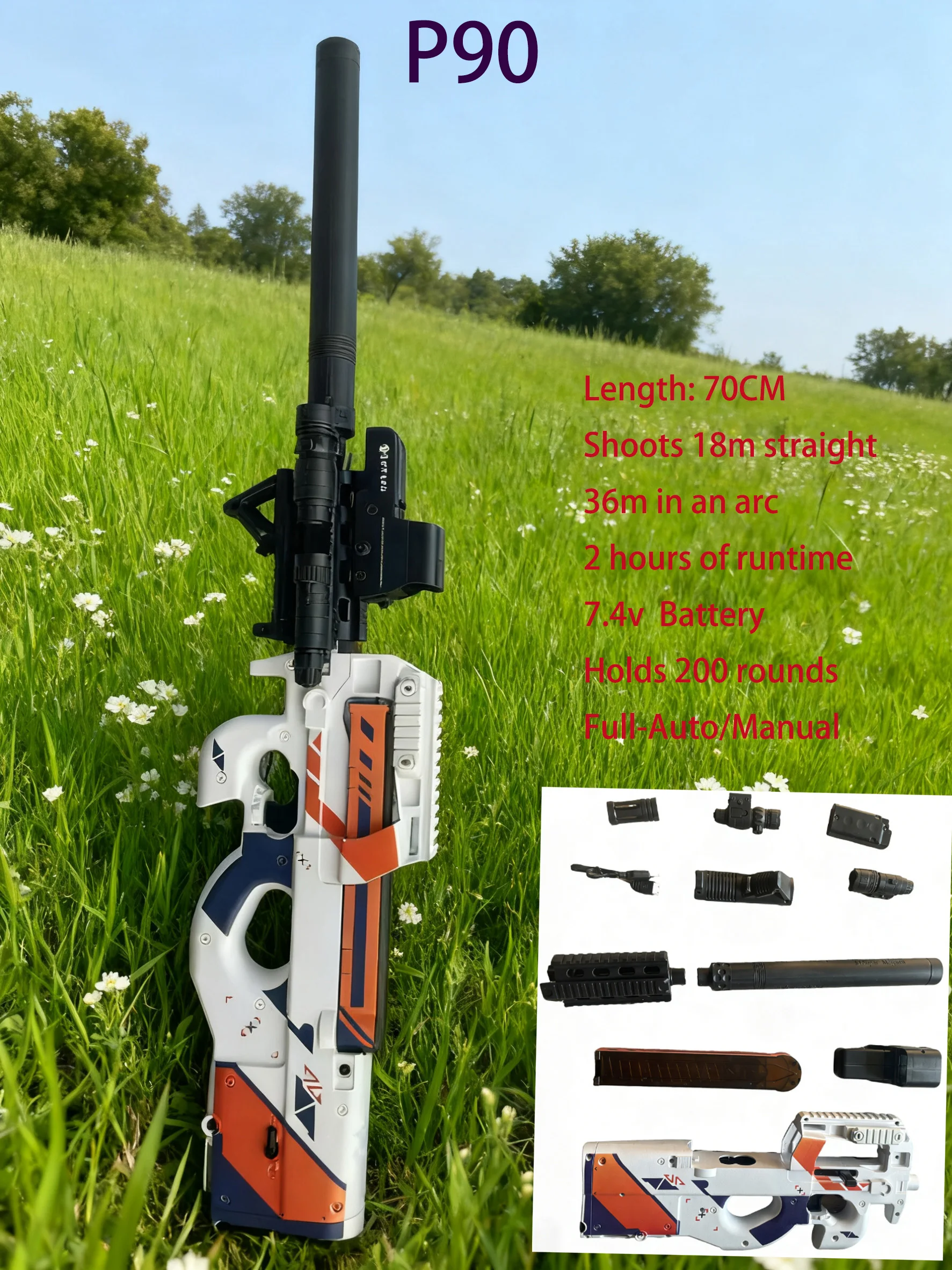 

Подарок для мужчин P90 тактические гелевые бластеры полный авто большой размер дальнего действия уличный бластер пистолет игрушки