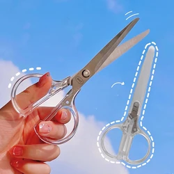 1pc Scissors Simplicity Transparent Handle Stationery Scissors Home Furnishing Decor Journal Cutting Tools Home Office Supplies