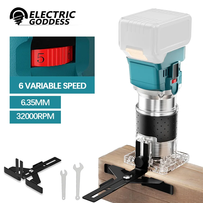 EDOG Brushless Electric Hand Trimmer Cordless Wood Router Woodworking Engraving Slotting Tool for Makita 18V Battery Pin