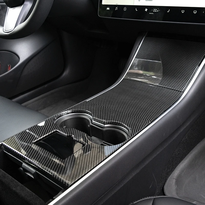 

For Tesla Model 3 Y 17-20 Car Central Control Panel Decorative Stickers Anti-Scratch Sticker Real Carbon Fiber Car Accessories